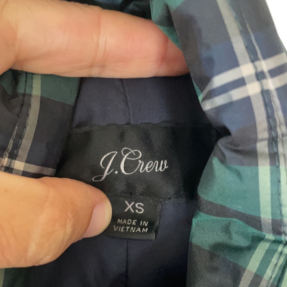 J Crew Navy & Green Puffer Coat - Size XS - Picture 8 of 9